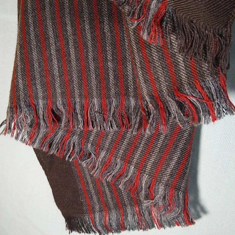 Banana Republic Red and Gray/Brown Striped Scarf